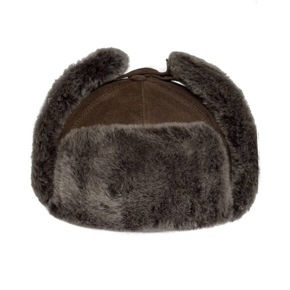 Shearling Sheepskin Leather Trapper Hat Aviator | Winter Hat | Ushanka - Picture 4 of 10
